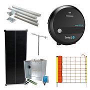 Expertná súprava solárneho ohradníka - Kompletný prenosný box + 4J napájací zdroj, 100 W panel, sieť na ovce 90 cm