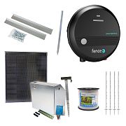 Expertná súprava solárneho plotu - Kompletná bezpečnostná skrinka + 1J napájací zdroj, 40 W panel, 20 mm páska