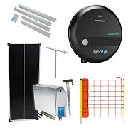Expertná súprava solárneho plotu - Kompletný bezpečnostný box + 4J napájací zdroj, 100 W panel, sieť na ovce 90 cm