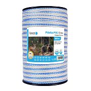 Páska PVC pro elektrický ohradník, šířka 12 mm, bílo-modrá, 400 m, 0,01 Ω/m