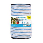 Reflexní páska pro elektrický ohradník, šířka 20 mm, bílo-modrá, délka 200 m
