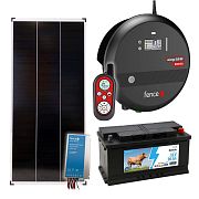 Sada solárneho elektrického plotu, 15J napájanie a diaľkové ovládanie, 200 W panel, regulátor a 95 Ah batéria