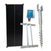 Základná sada solárneho napájania pre plot, 100 W panel, držiak so skrutkou do zeme, držiak, 10 A regulátor