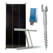 Základná sada solárneho napájania pre plot, 200 W panel, držiak so skrutkou do zeme, držiak, 15 A regulátor