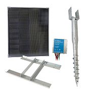 Základná sada solárneho napájania pre plot, 40 W panel, držiak so skrutkou do zeme, držiak, 10 A regulátor