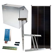 Základná súprava pre solárny plot s bezpečnostným boxom, 15 A regulátorom, 200 W panelom, držiakom