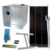 Základná súprava pre solárny plot s prenosným boxom, 15 A regulátorom, 200 W panelom, držiakom, konzolou